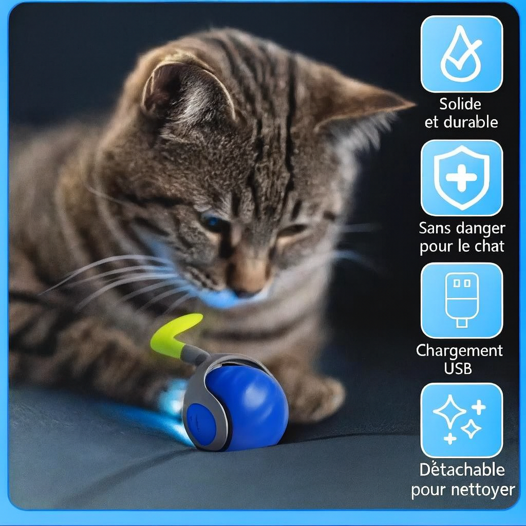 Balle Interactive Intelligente 🐾 Le jouet préféré des chats curieux !
